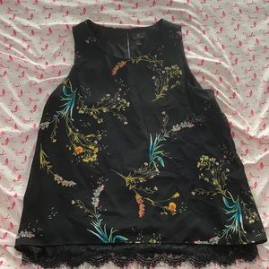Black floral blouse